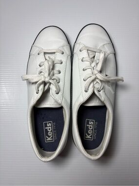 Keds White Leather Low-Top Lace-Up Sneakers
